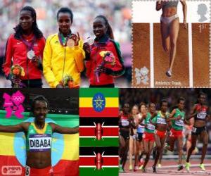 yapboz Podyum Atletizm 10.000 kadın m, Tirunesh Dibaba (Etiyopya), Sally Kipyego ve Vivian Cheruiyot (Kenya) - Londra 2012-